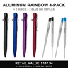 Aluminum Rainbow 4-Pack with black and blue oil ink refill 2-packs
