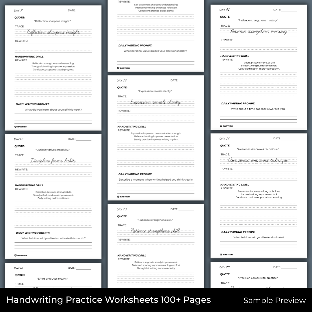 CURSIVE HANDWRITING - Daily Writing Practice E-Workbook by BASTION®