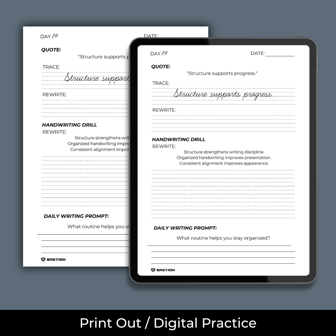 CURSIVE HANDWRITING - Daily Writing Practice E-Workbook by BASTION®