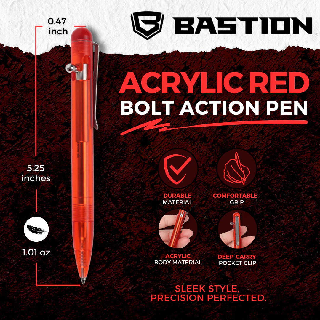 RED ACRYLIC - BASTION® BOLT ACTION PEN