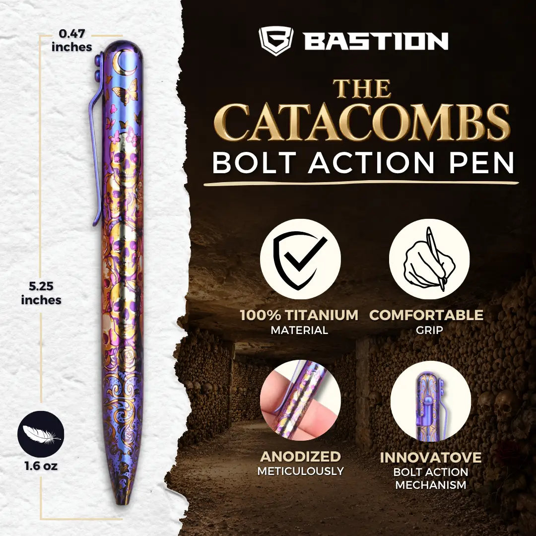 THE CATACOMBS - TITANIUM - BASTION® BOLT ACTION PEN (PRE-ORDER)