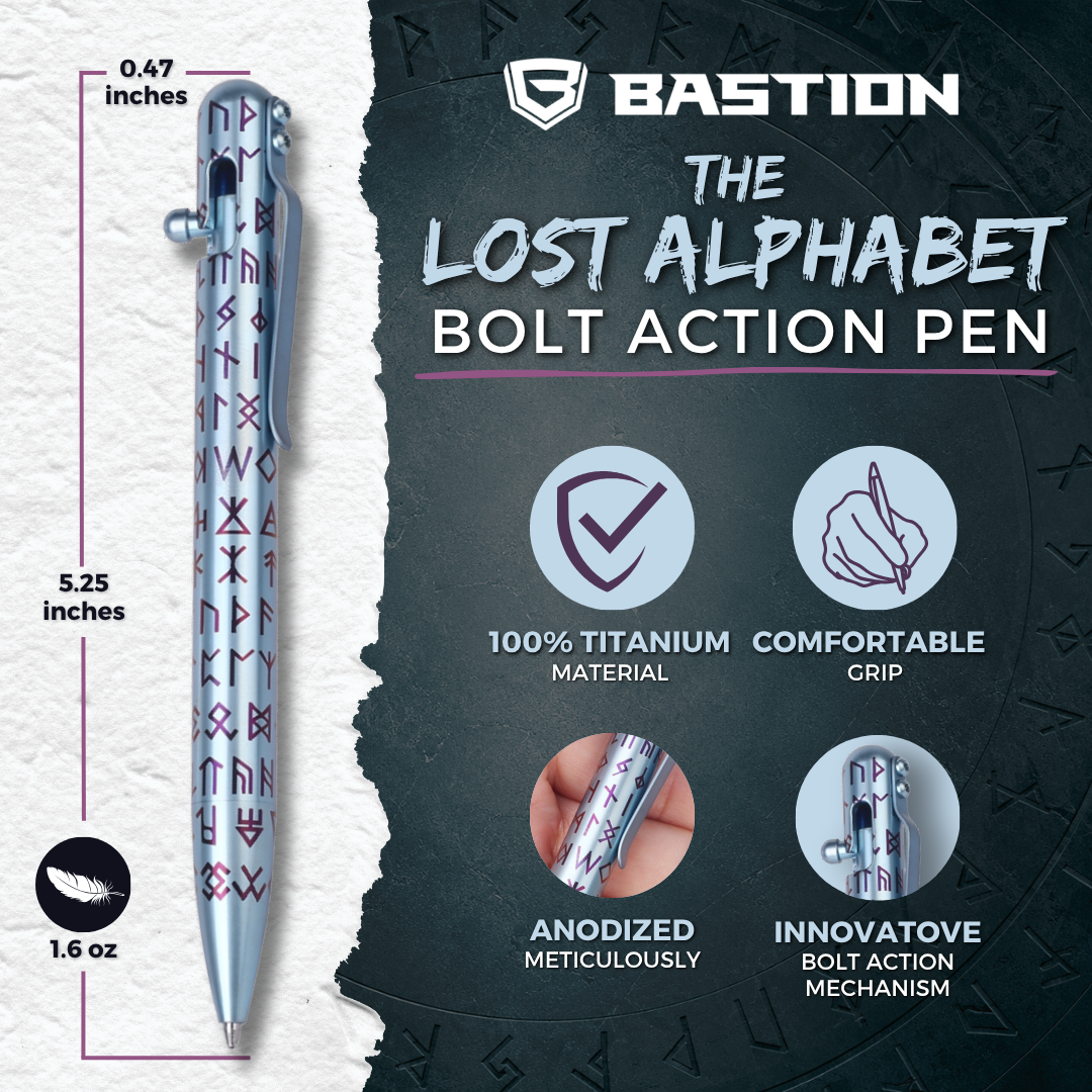 THE LOST ALPHABET - TITANIUM - BASTION® BOLT ACTION PEN (PRE-ORDER)