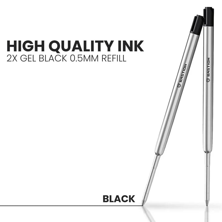 Showcasing Replacement 2 pieces Black Gel Ink Cartridge for Bolt Action Pen by Bastion®