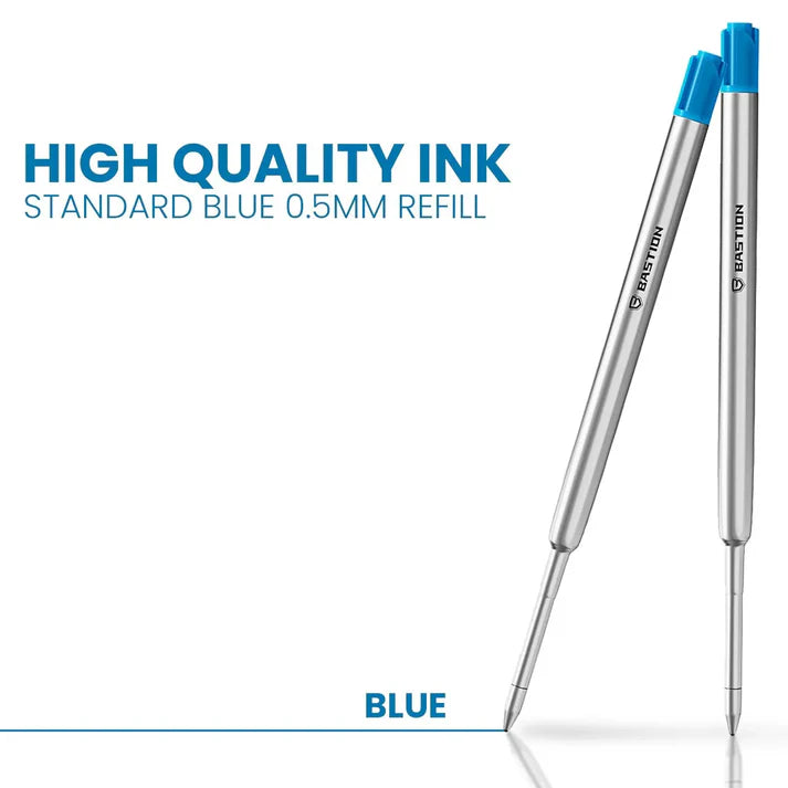 Showcasing Replacement 2 pieces Blue Standard Ink Cartridge for Bolt Action Pen by Bastion®