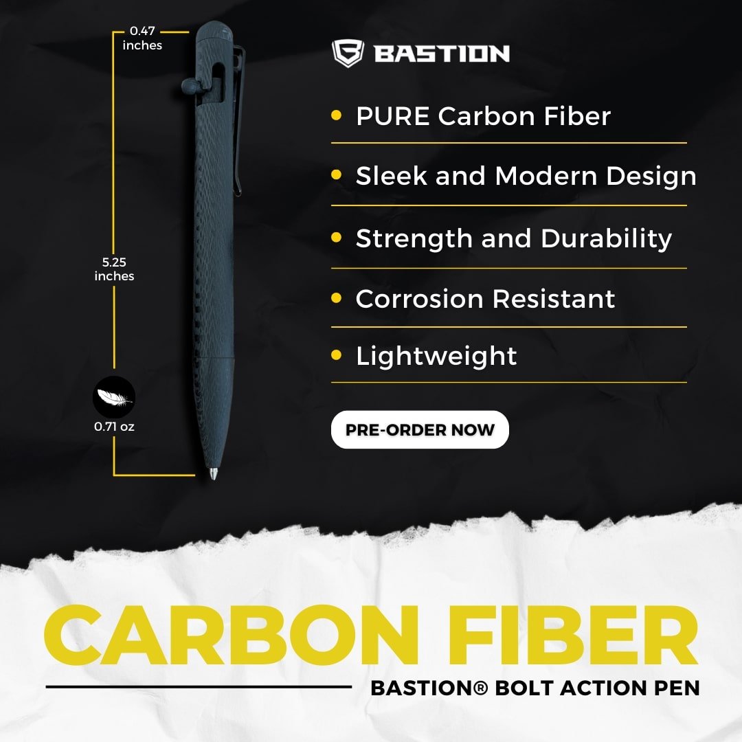 CARBON FIBER - BASTION® BOLT ACTION PEN- PRE-ORDER, SHIPPING END OF MARCH - Bastion Bolt Action Pen