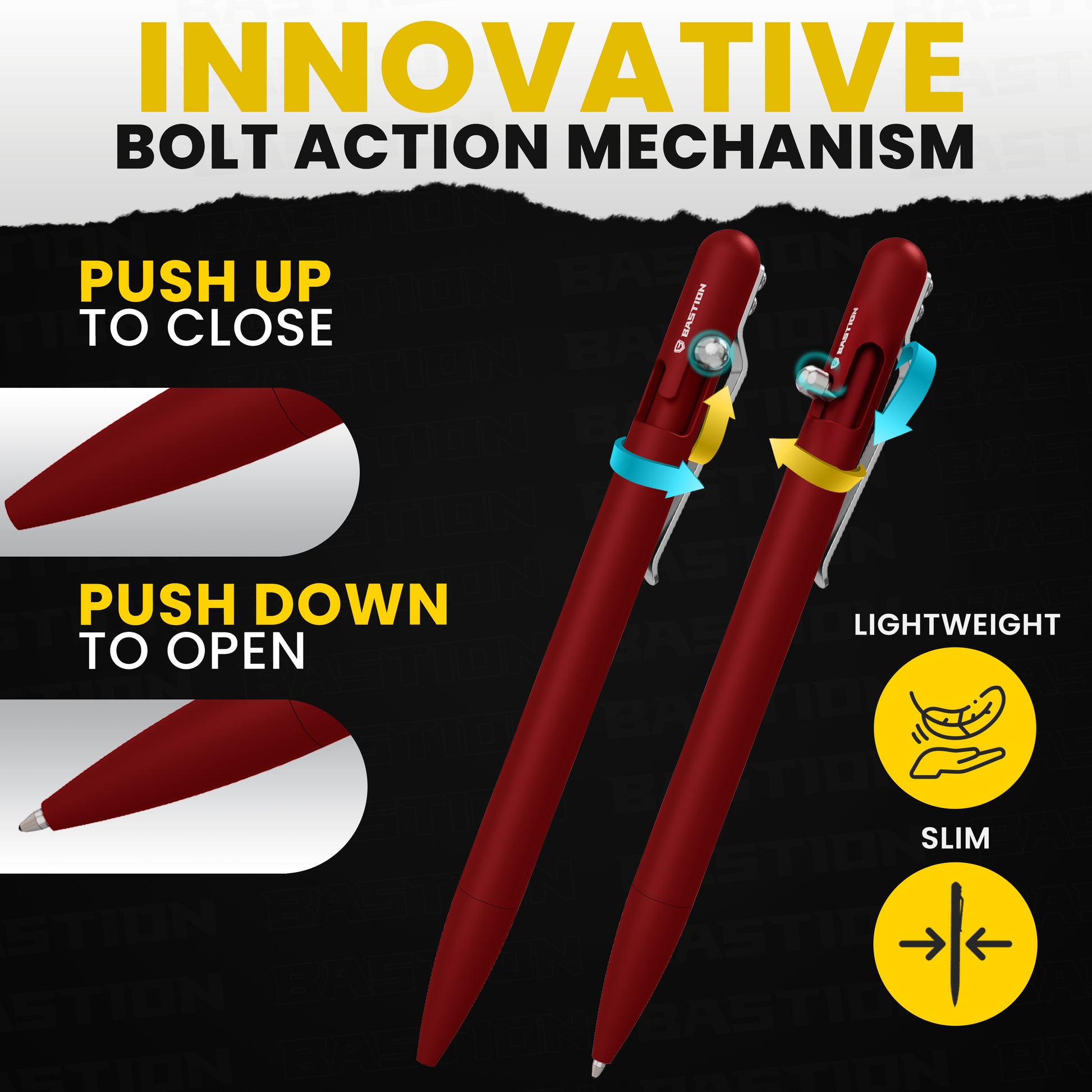 Aluminum - Slim Bolt Action Pen by Bastion® - Bastion Bolt Action Pen