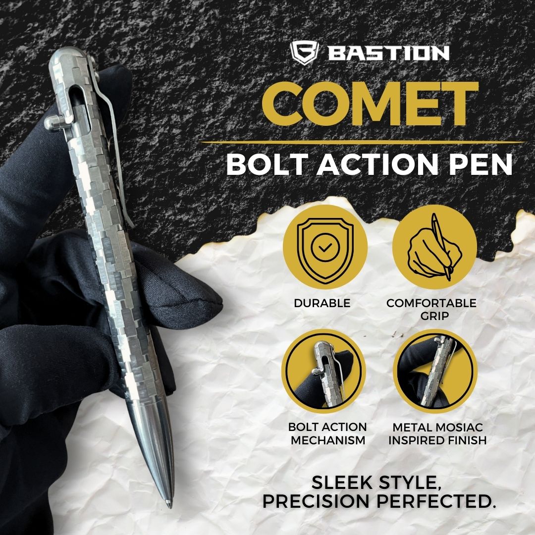 COMET - TITANIUM - BASTION® BOLT ACTION PEN- PRE-ORDER, SHIPPING END OF JUNE - Bastion Bolt Action Pen