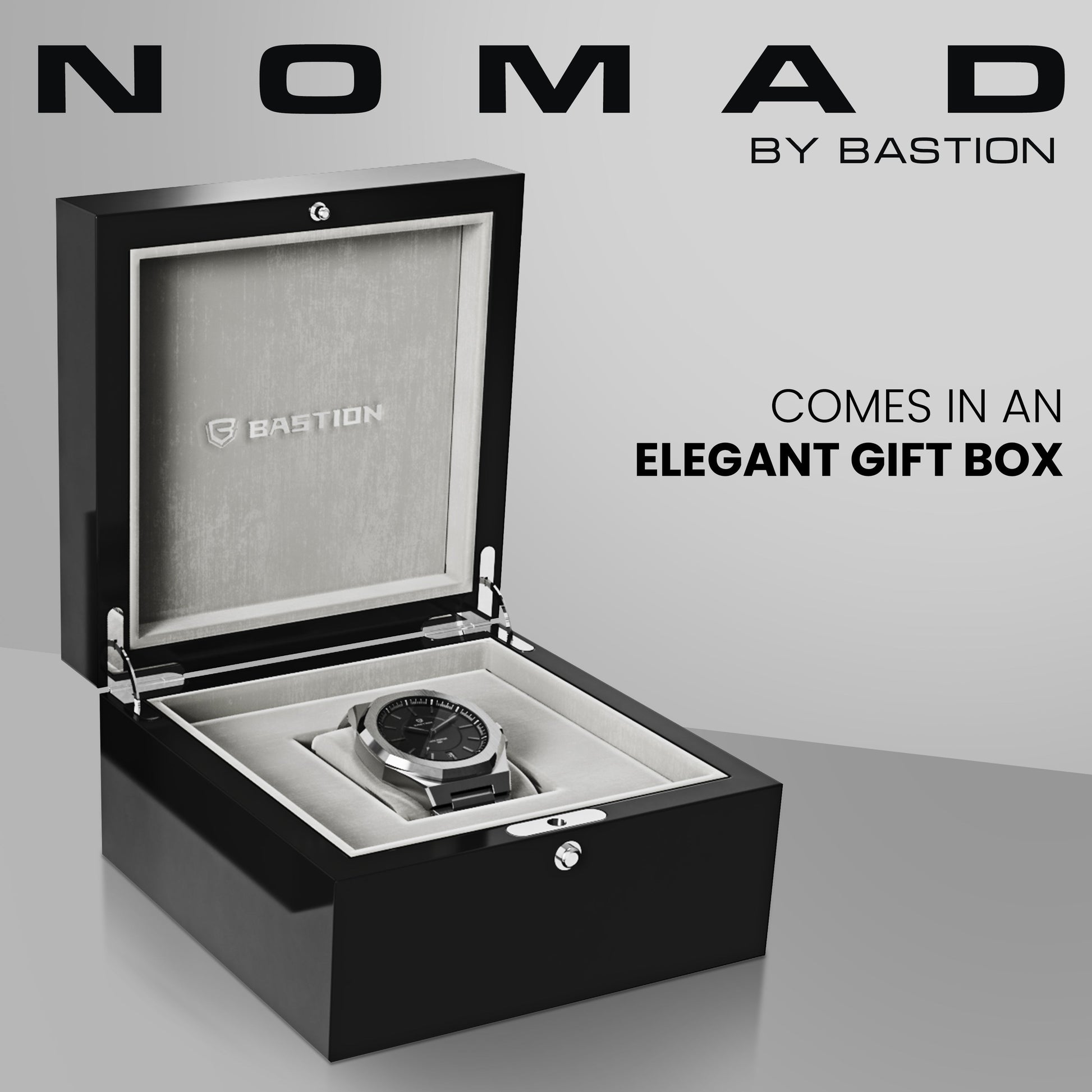 NOMAD - STAINLESS STEEL AUTOMATIC 42MM WATCH, WATERPROOF 10ATM (100m) - Bastion Bolt Action Pen
