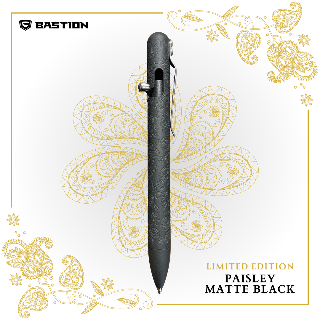 Paisley Matte Black Edition Titanium - Bolt Action Pen by Bastion®