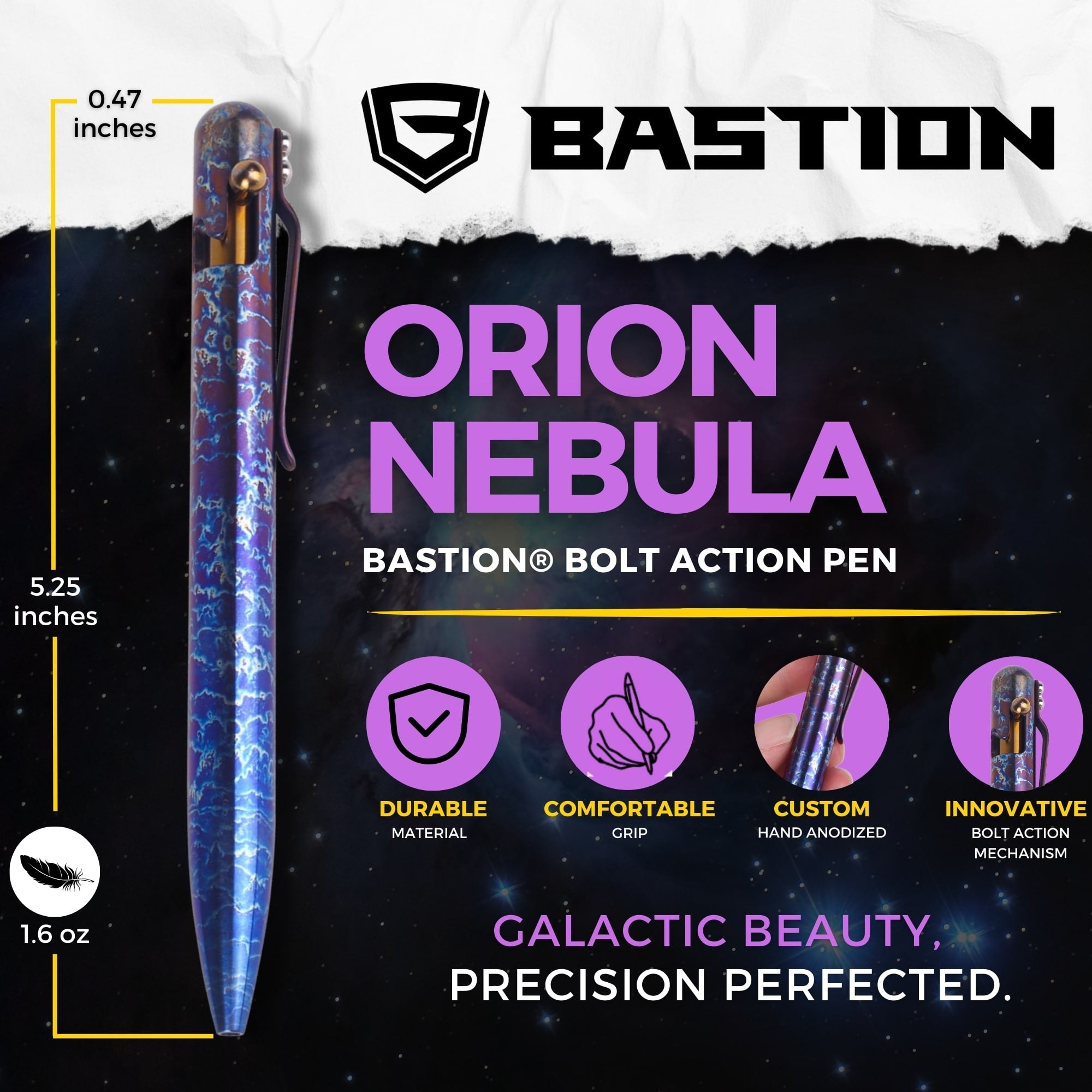 SHOWCASING ORION NEBULA - TITANIUM - BASTION® BOLT ACTION PEN