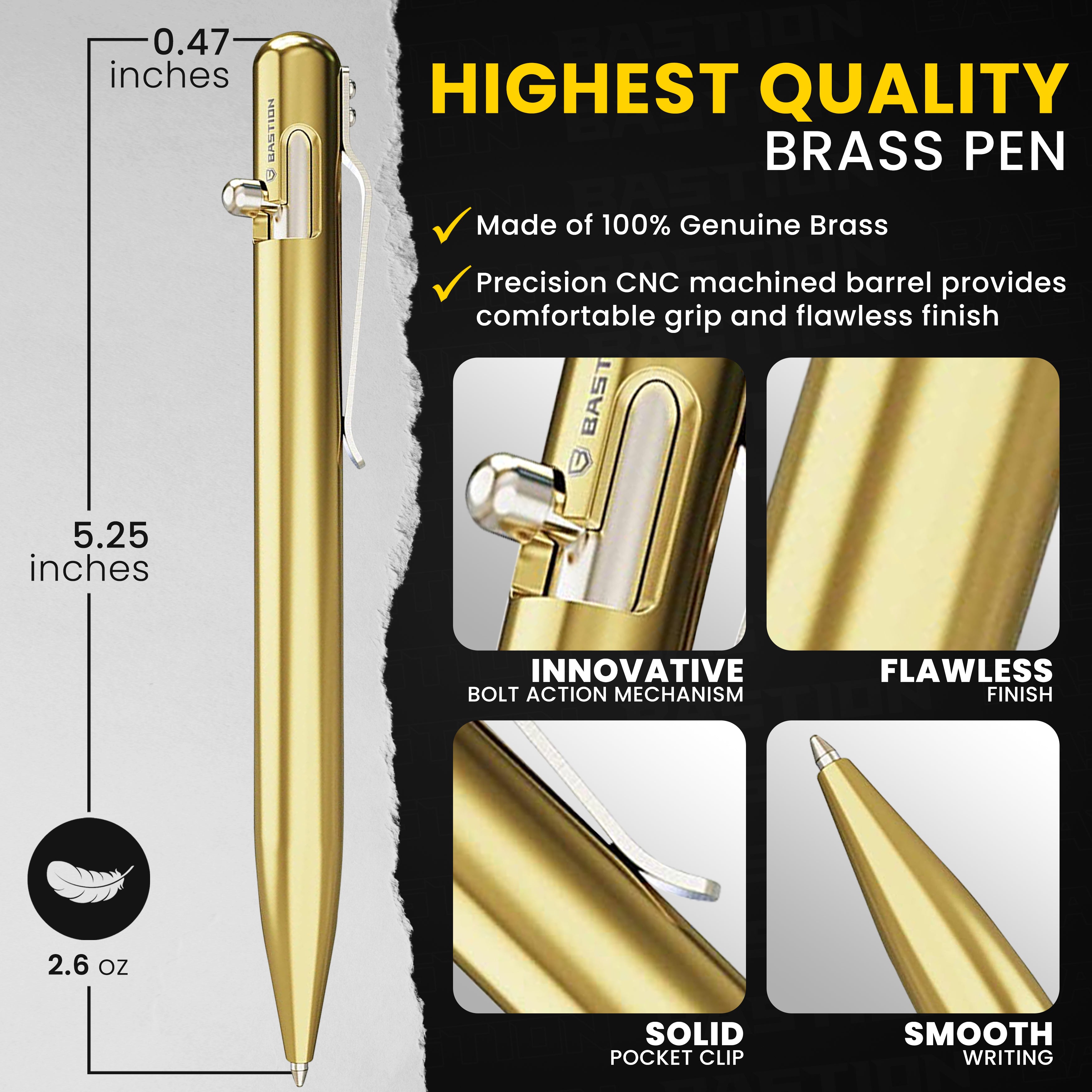 Kraken's Keepsake Brass Patina - Bolt Action Pen by Bastion® - Bastion Bolt Action Pen