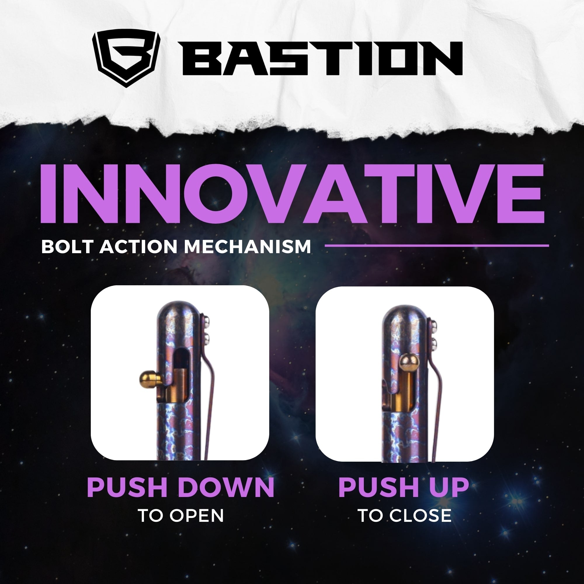 SHOWCASING ORION NEBULA - TITANIUM - BASTION® BOLT ACTION PEN