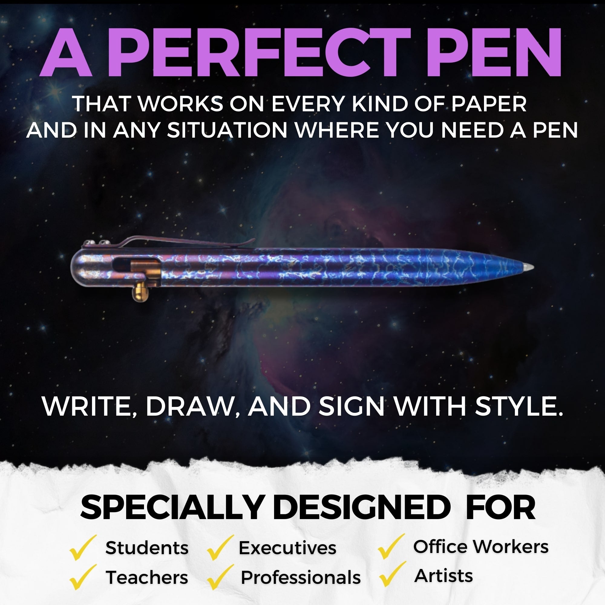 SHOWCASING ORION NEBULA - TITANIUM - BASTION® BOLT ACTION PEN