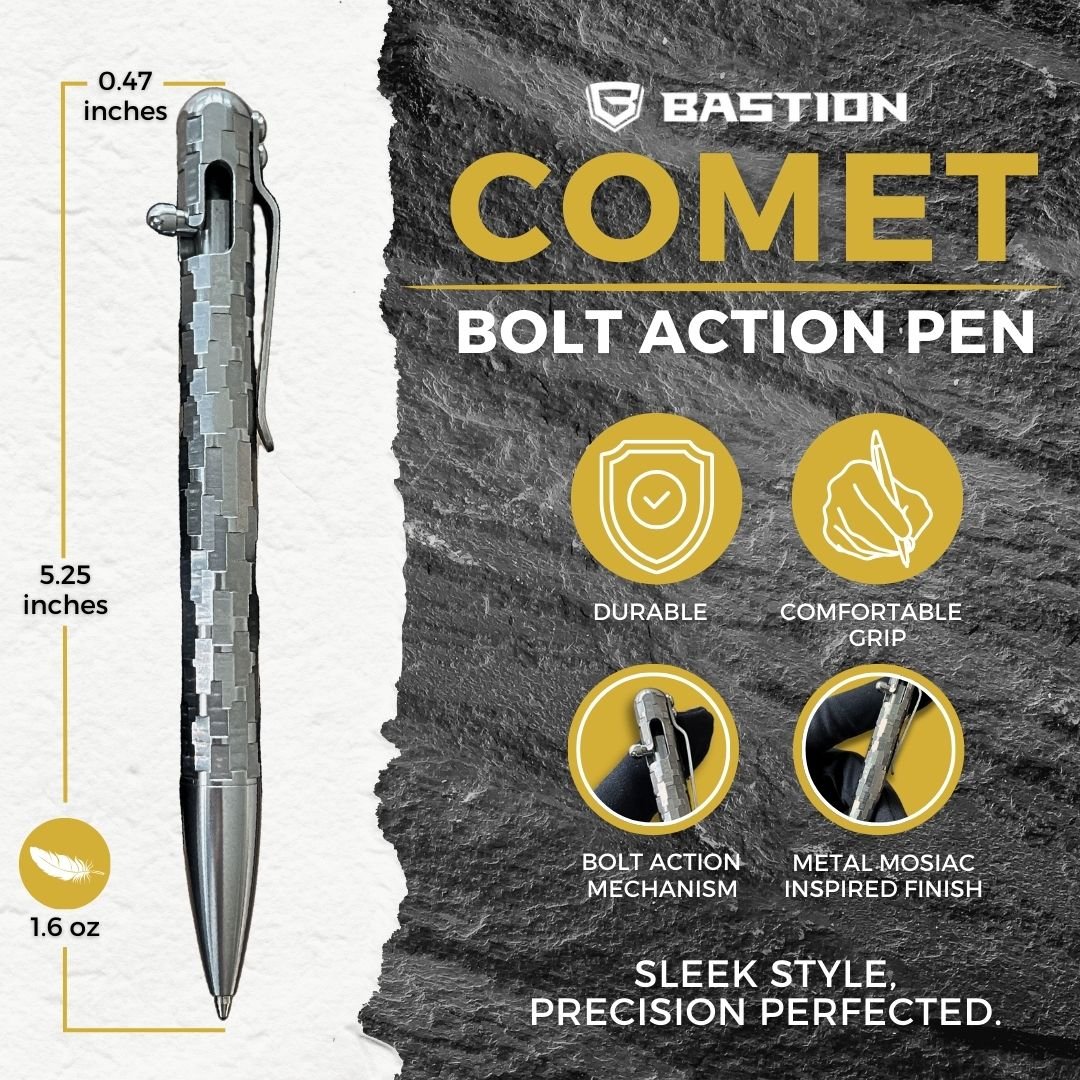 COMET - TITANIUM - BASTION® BOLT ACTION PEN- PRE-ORDER, SHIPPING END OF JUNE - Bastion Bolt Action Pen