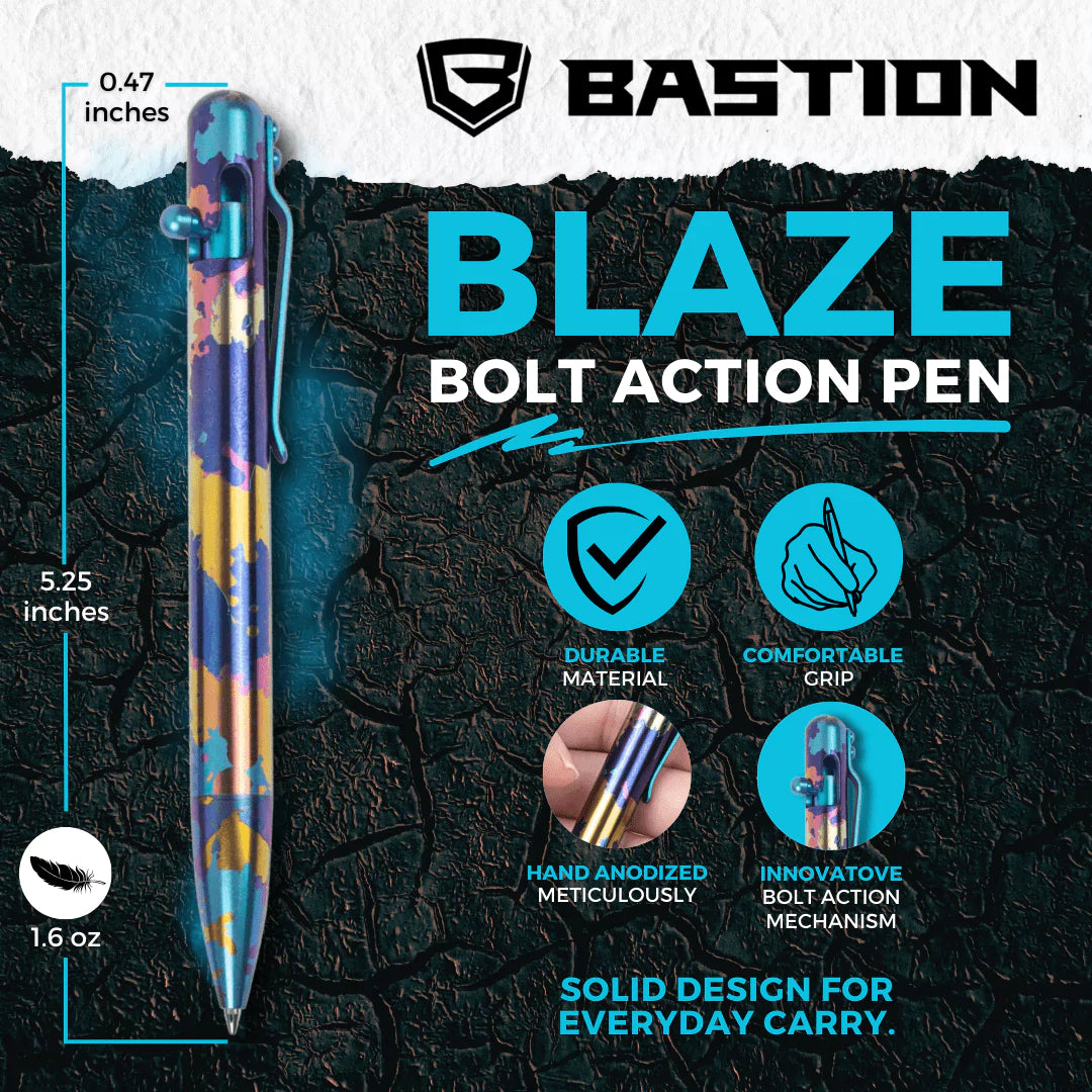 Showcasing of BLAZE - TITANIUM - BASTION® BOLT ACTION PEN