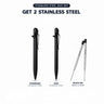Black Stainless Duo - Standard SS+ Slim SS + Black Gel Ink Refill 2-Pack
