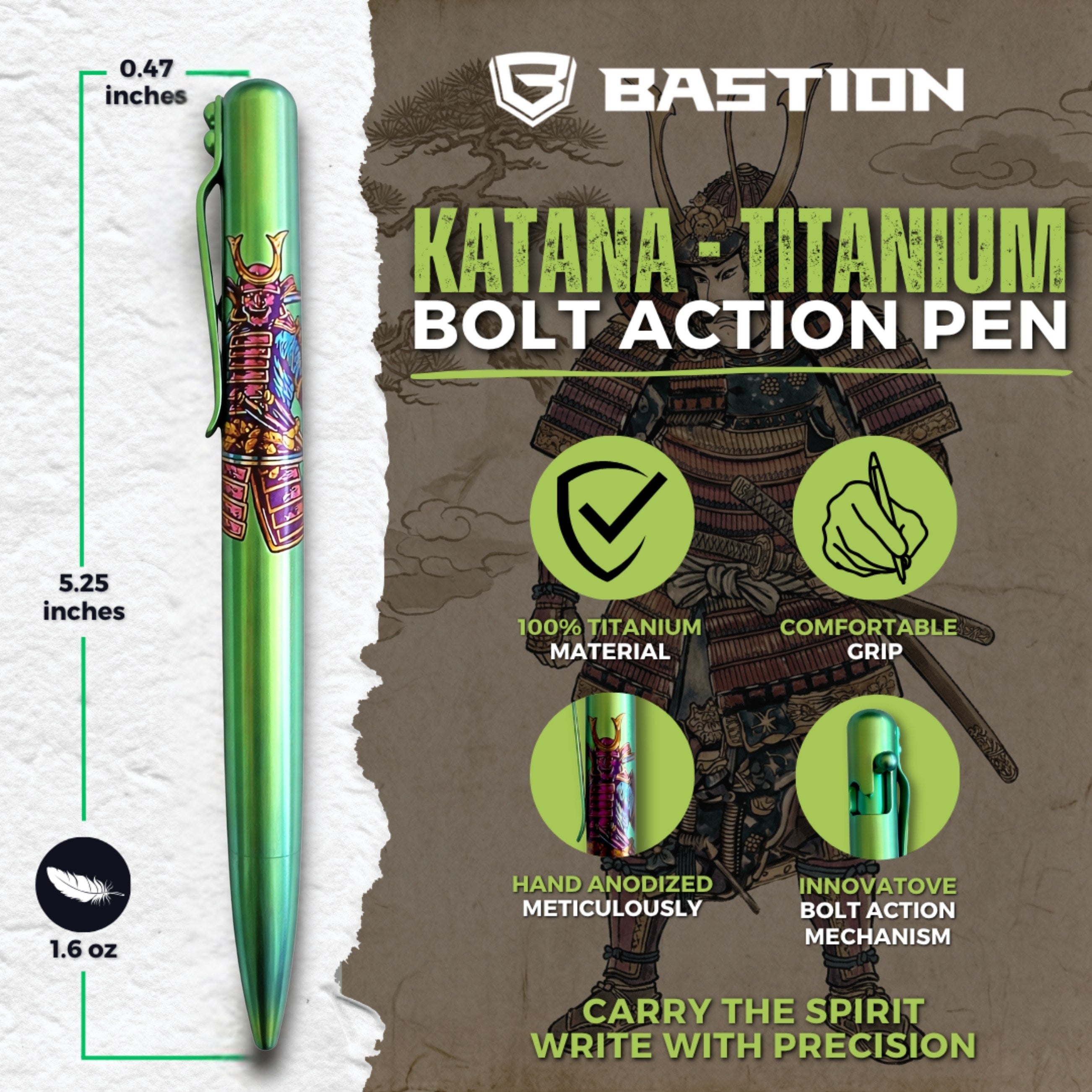 KATANA - TITANIUM - BASTION® BOLT ACTION PEN (PRE-ORDER)