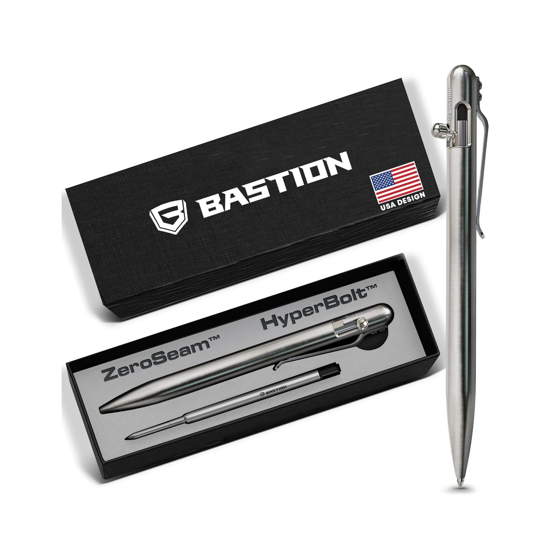 Stainless Steel - SLIM Bolt Action Pen by Bastion®