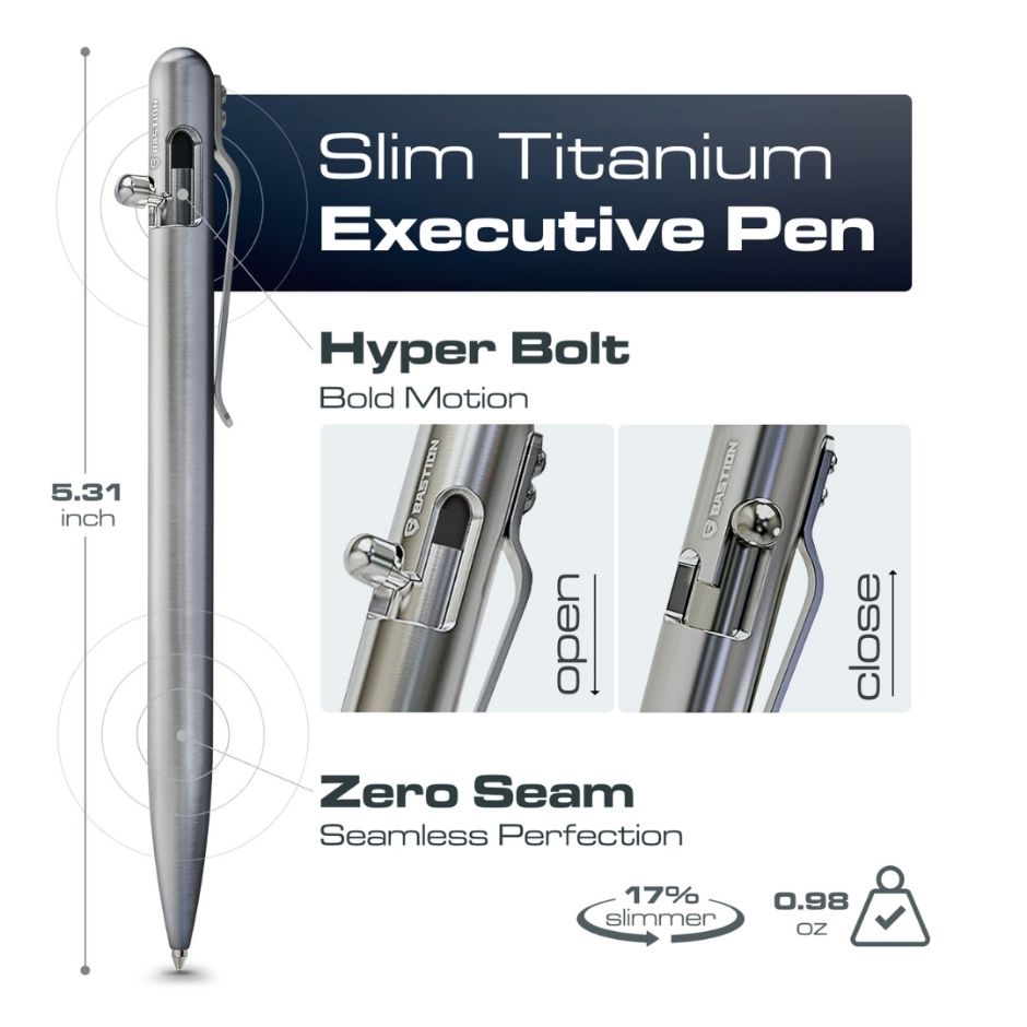 Slim Titanium Executive Pen Bastion Bolt Action Pen - 2026 EDC Pen