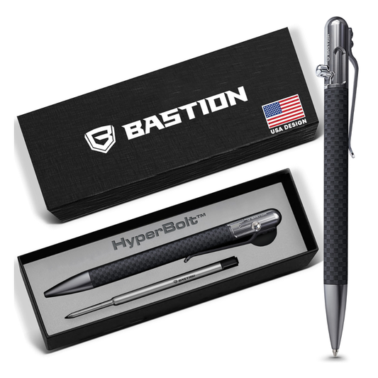 Carbon Fiber and Stainless Steel - Slim Bolt Action Pen by Bastion®