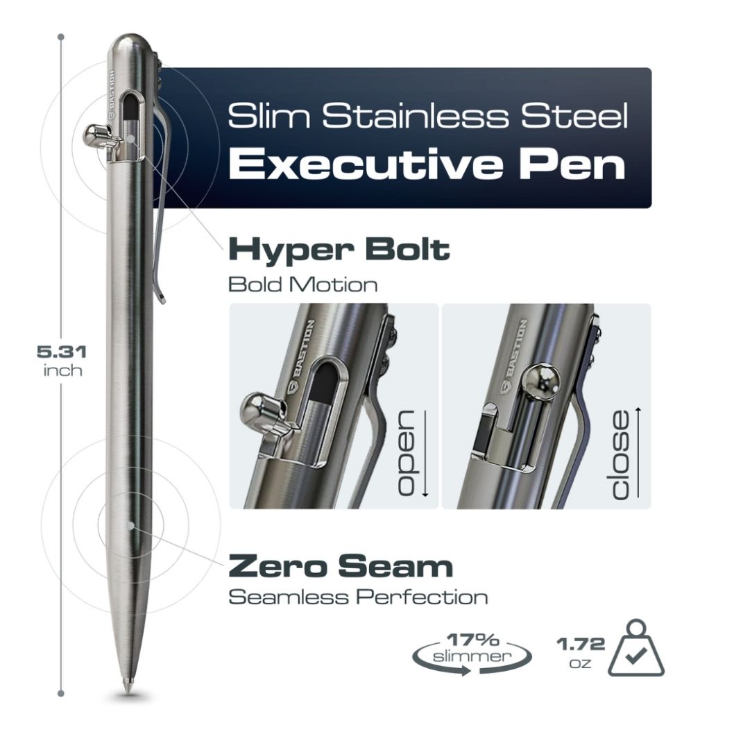 Slim Stainless Steel-Bolt Action Pen by Bastion_best EDC pen