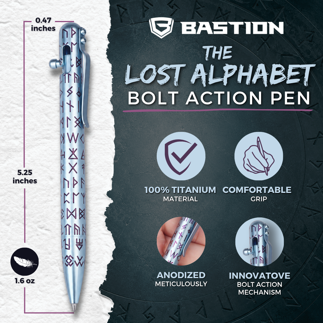 THE LOST ALPHABET - TITANIUM - BASTION® BOLT ACTION PEN (PRE-ORDER)