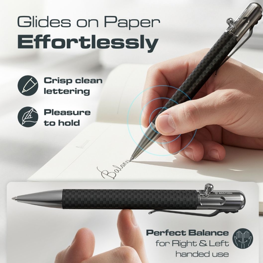 carbon-fiber-and-stainless-steel-bolt-action-pen-by-bastion-best EDC pen