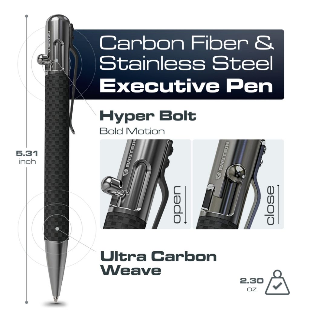 carbon-fiber-and-stainless-steel-bolt-action-pen-by-bastion-best EDC pen