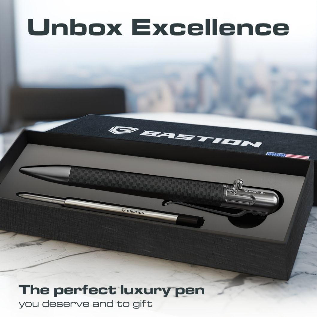 carbon-fiber-and-stainless-steel-bolt-action-pen-by-bastion-best EDC pen