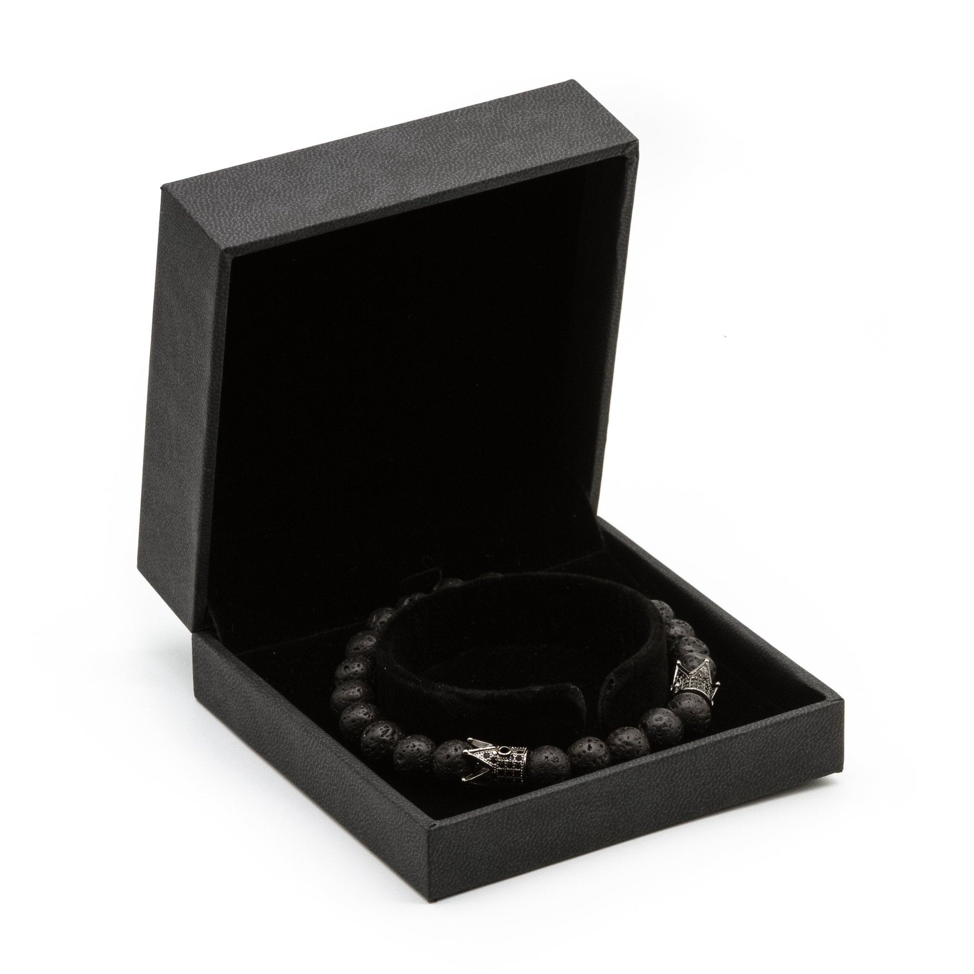 Men's Centauro Black Lava Double Wrap 6mm Bead Bracelet