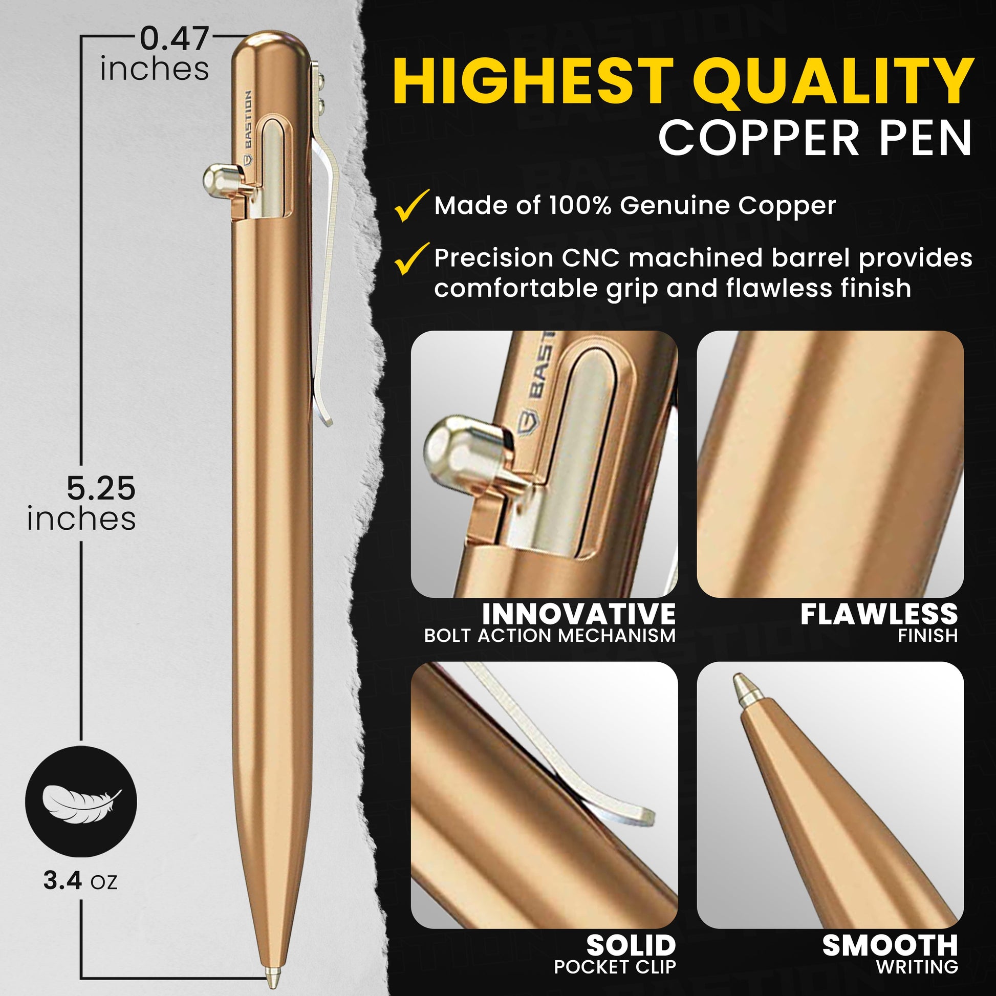 Tactile Turn Bolt Action Pen, Copper