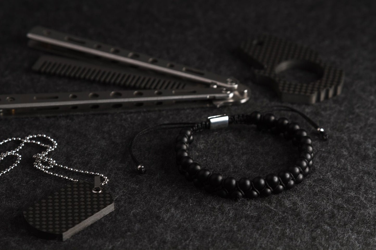 UNCOMMON Men's Beads Bracelet Black Matte Onyx Beads