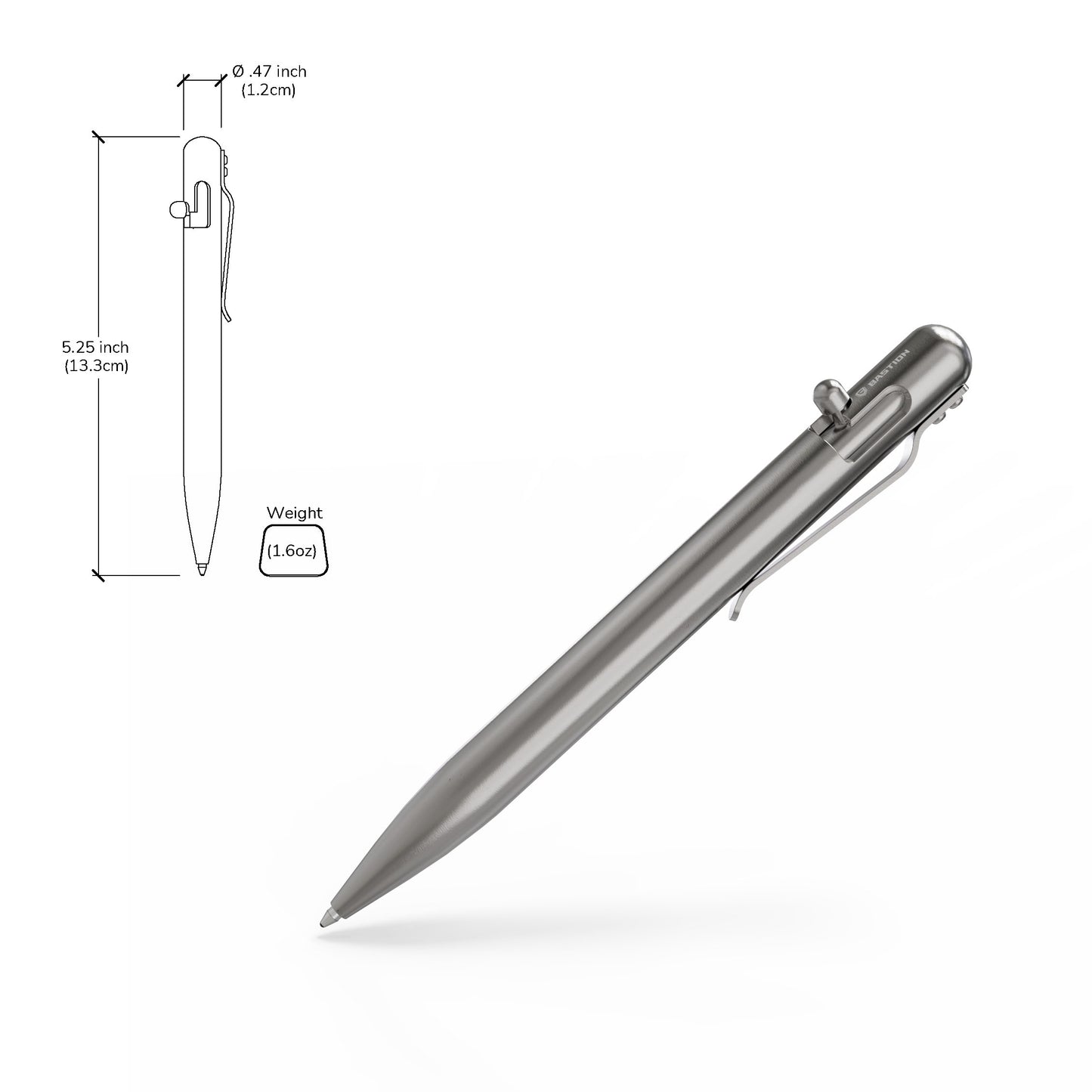 (SAVE USD $125.76) Titanium, 3X Set - Bolt Action Pen by Bastion® - Bastion Bolt Action Pen